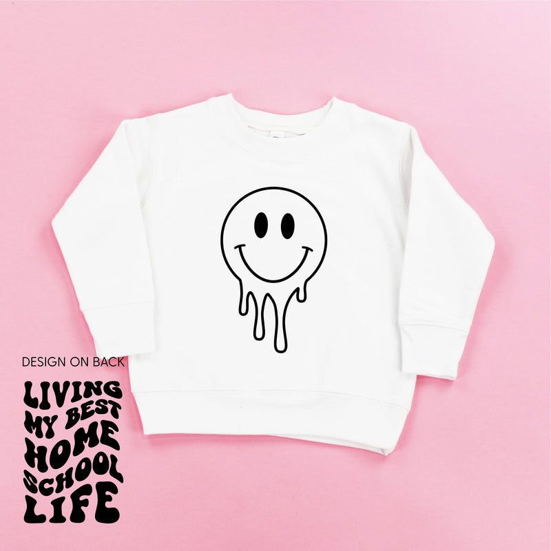 Living My Best Home School Life - Melty Smiley (f & b) - Child Sweater