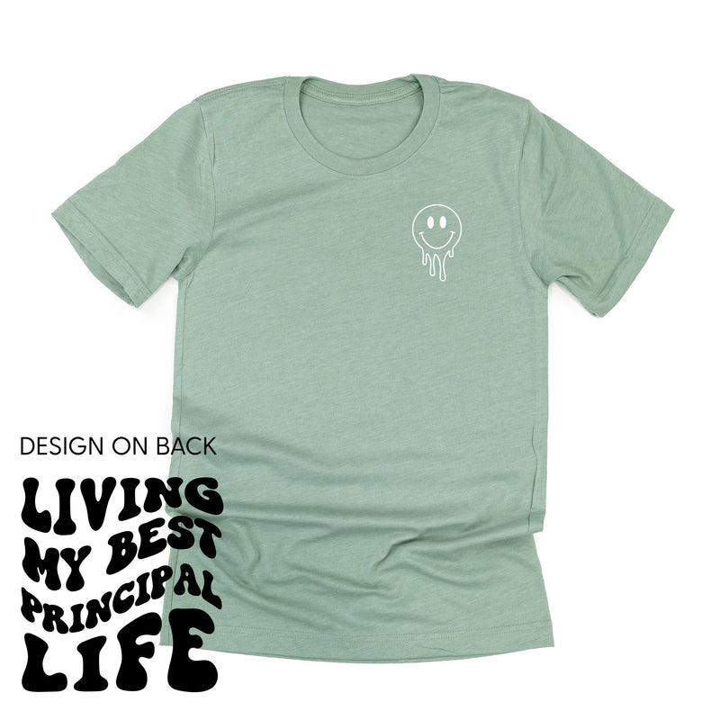 Living My Best Principal Life - Melty Smiley (pf & b) - Unisex Tee
