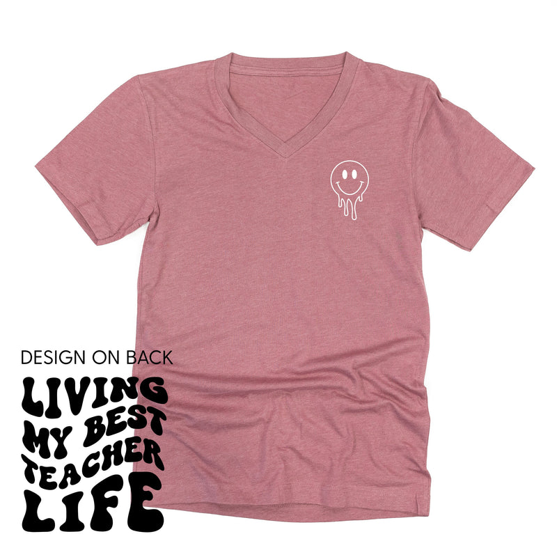 Living My Best Teacher Life - Melty Smiley (pf & b) - Unisex Tee