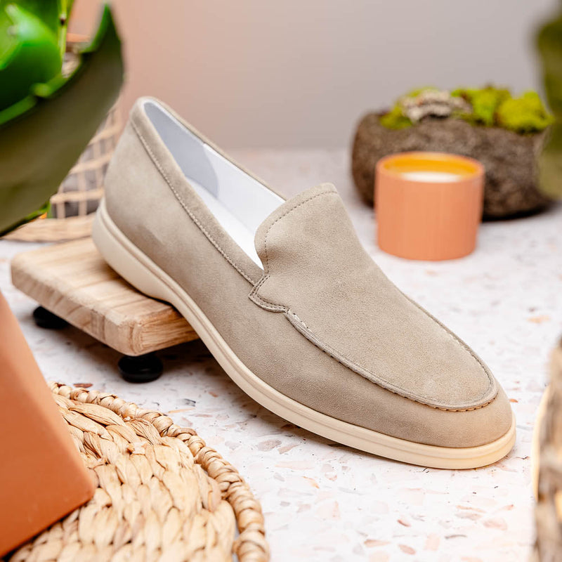 16-621-BON LIVORNO Sueded Italian Goatskin Loafer Bone