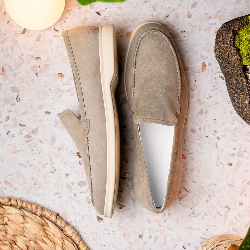 16-621-BON LIVORNO Sueded Italian Goatskin Loafer Bone