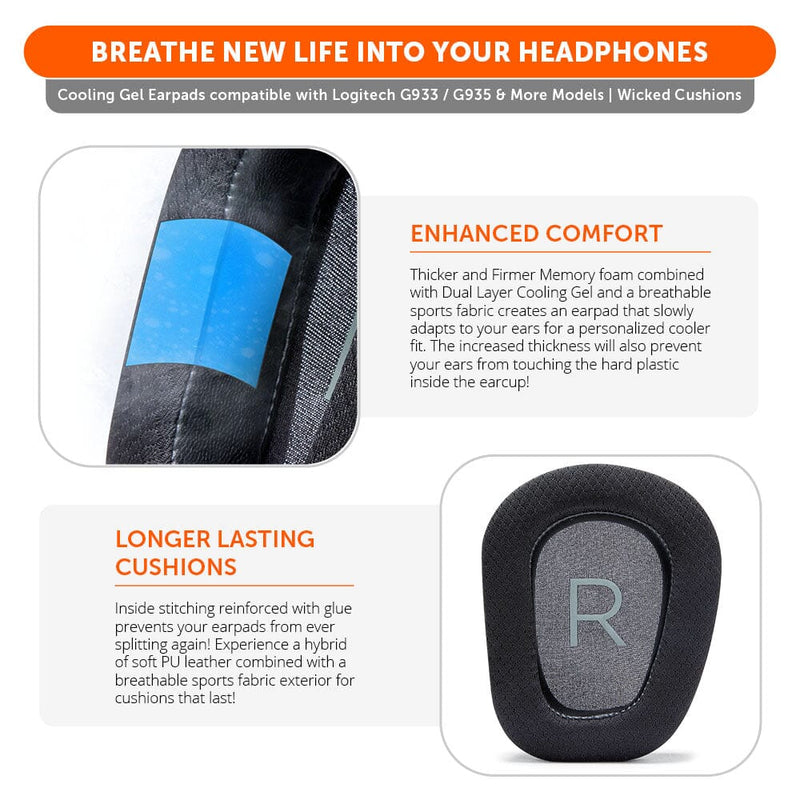 Logitech G933 / G935 & More Earpads - WC FreeZe Cooling Gel