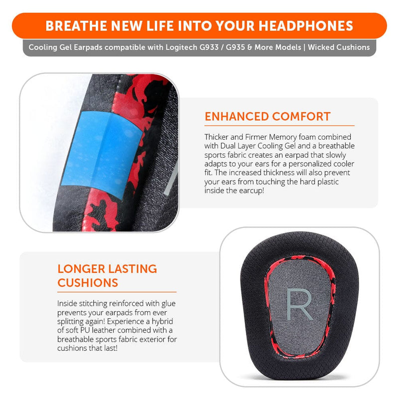 Logitech G933 / G935 & More Earpads - WC FreeZe Cooling Gel