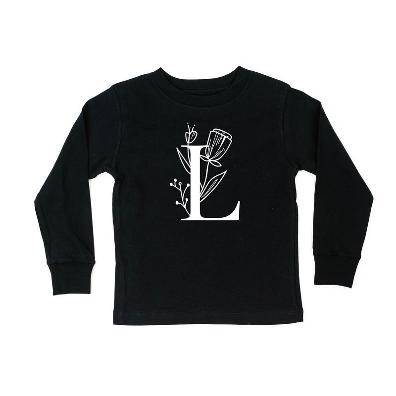 Floral Initials - Child Long Sleeve Tee