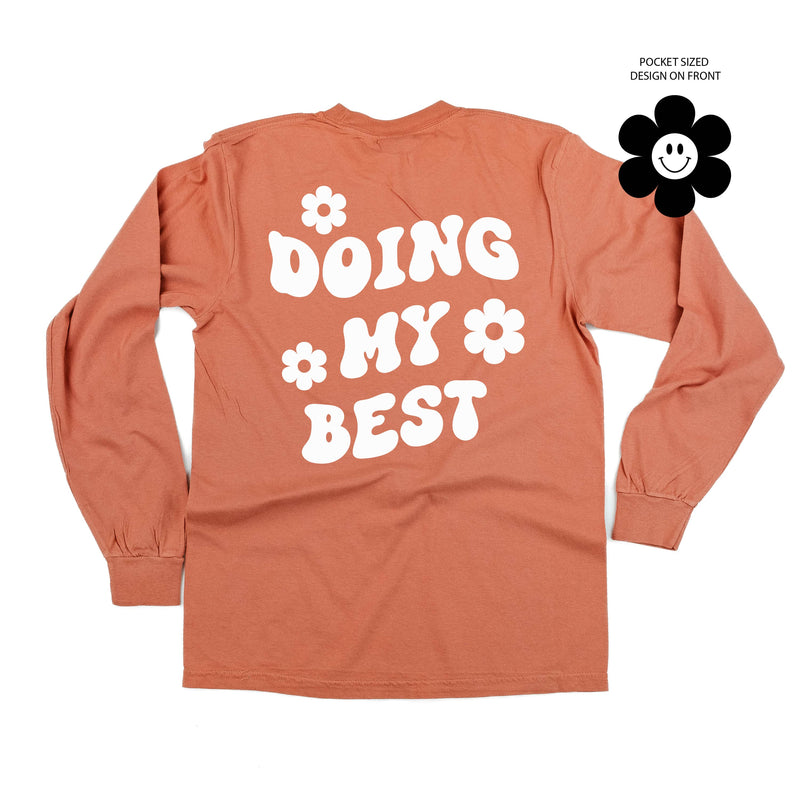 Melting Motherhood - DOING MY BEST (w/ Simple Flower Smiley) - LONG SLEEVE COMFORT COLORS TEE