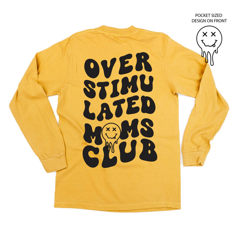 Melting Motherhood - OVERSTIMULATED MOMS CLUB - (w/ Melty X Squiggle Smiley) - LONG SLEEVE Comfort Colors Tee