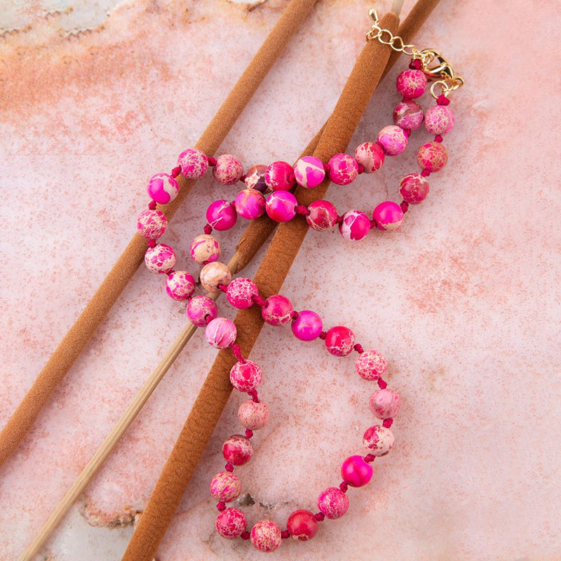 Love Knots Pink Jasper Necklace