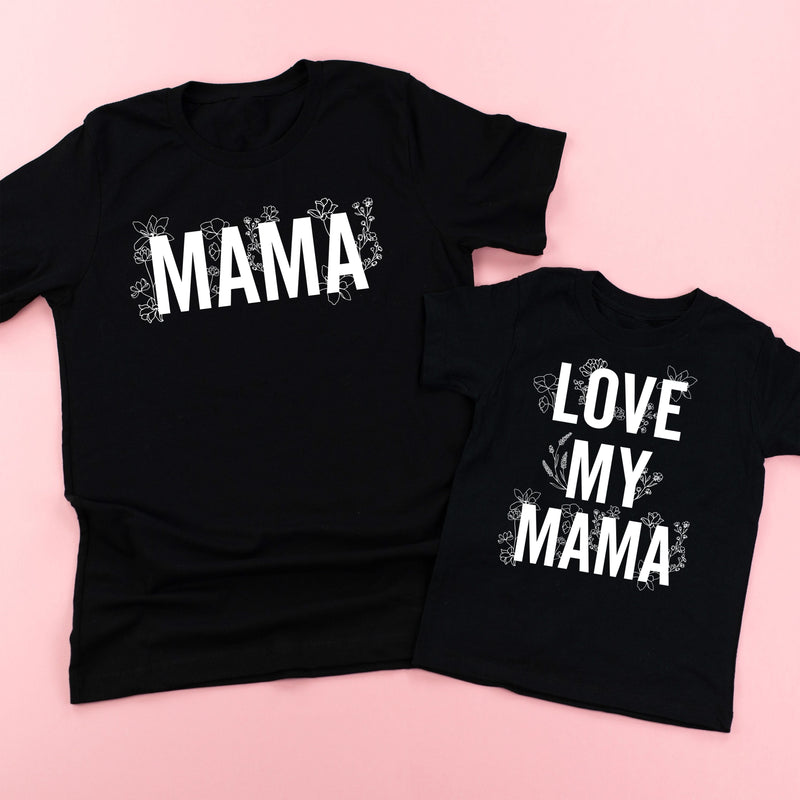 Mama (Florals) + Love My Mama (Florals) - Set of 2 Matching Shirts
