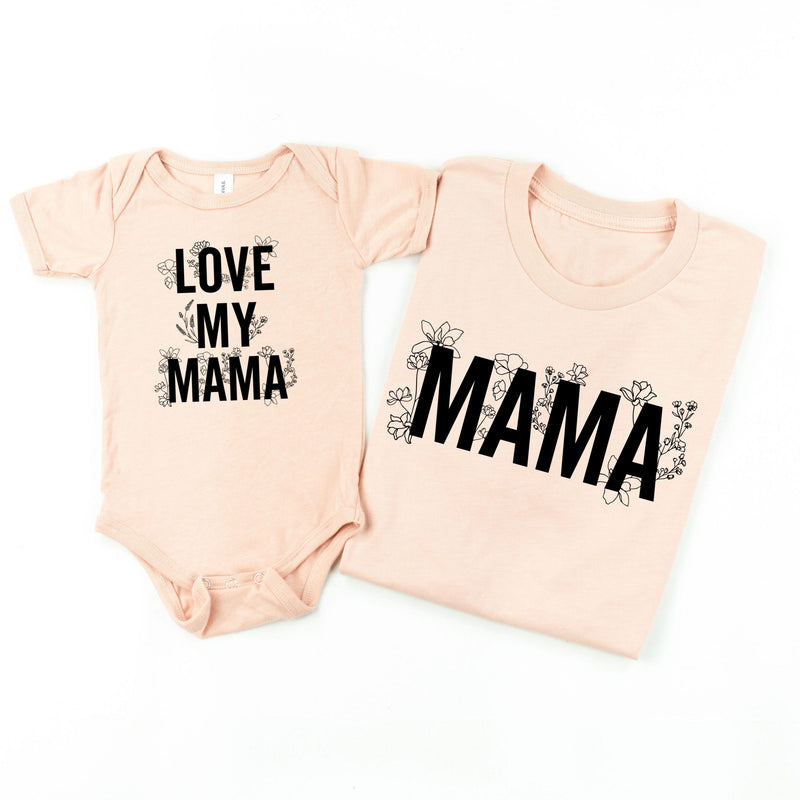 Mama (Florals) + Love My Mama (Florals) - Set of 2 Matching Shirts
