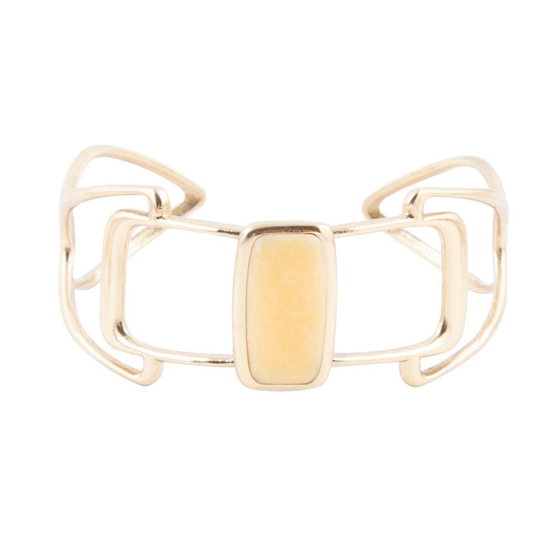 Luster Yellow Agate and Golden Cuff Bracelet