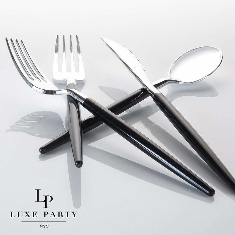 Black • Silver Plastic Cutlery Set | 32 Pieces