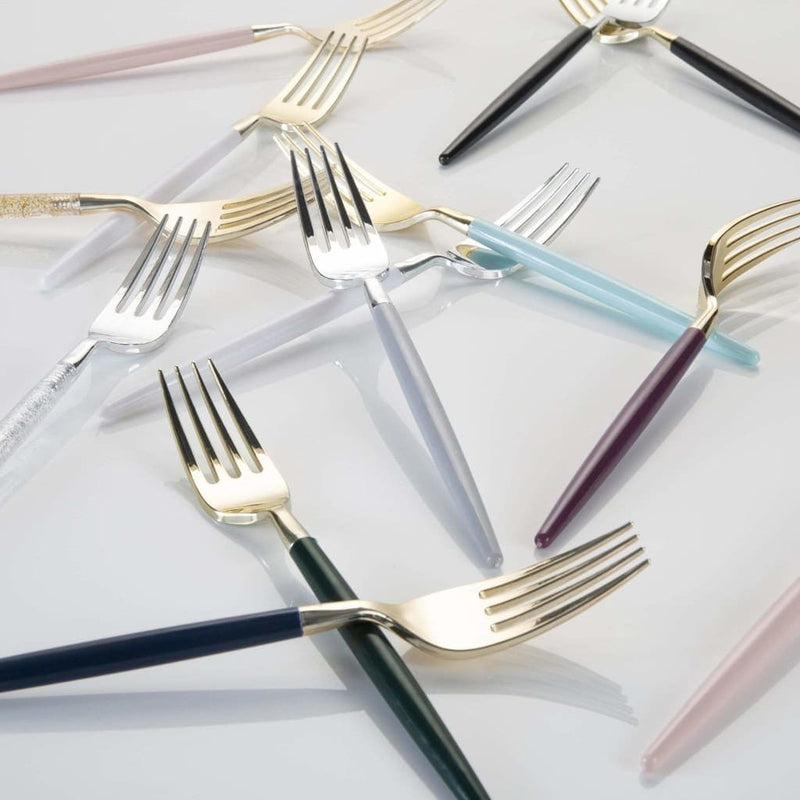 Emerald • Gold Plastic Cutlery Set | 32 Pieces