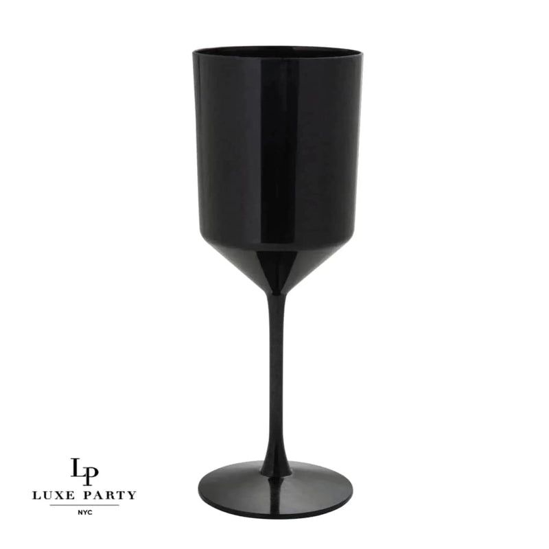 Upscale Round Black Plastic Wine Cups | 4 Cups