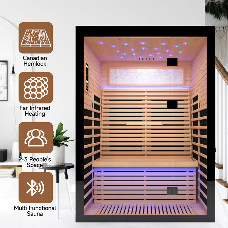 Thermora Flux Luxury 2-Person Canadian Hemlock Wood Far Infrared Home Sauna (SAK02184)