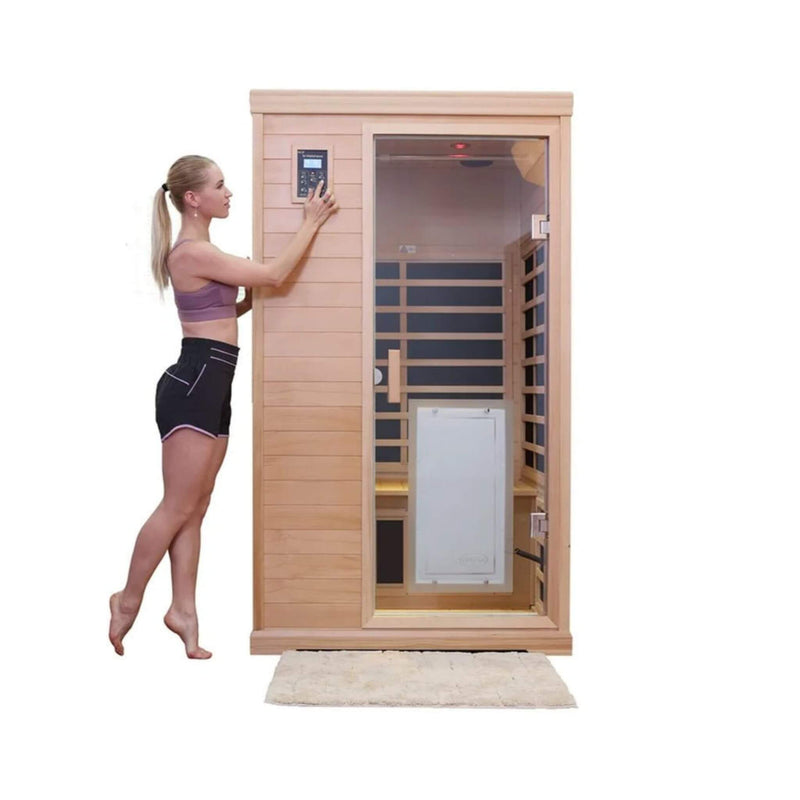 Thermora Luxury 2-Person Hemlock Wood FAR Infrared Sauna Room W/ Glass Door, 1750W (SAK81525)