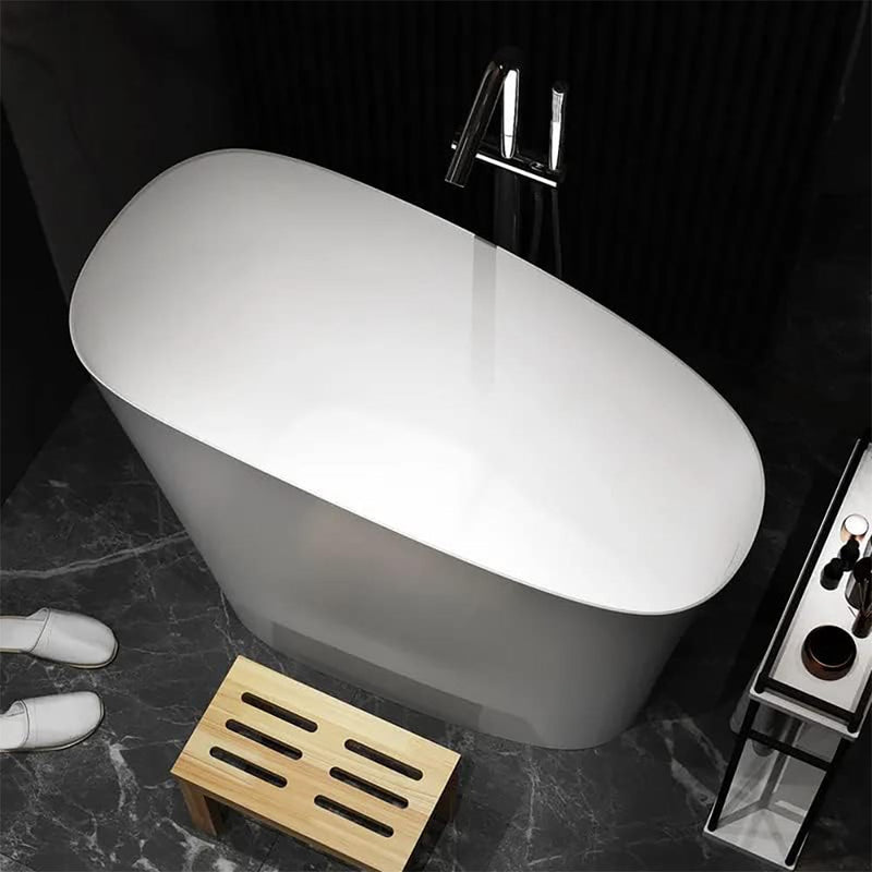 Alora Luxury 47-Inch Freestanding Japanese-Styled Deep Stone Soaking Bathtub Resin, White (SAK57314)