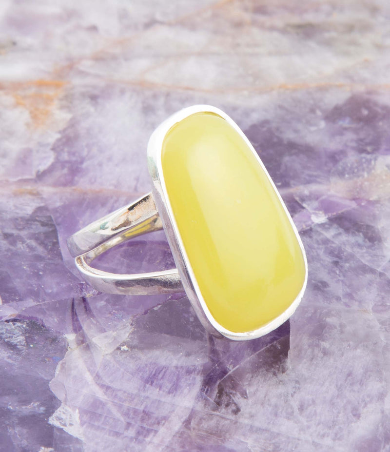 Madeleine Yellow Jade and Sterling Silver Ring