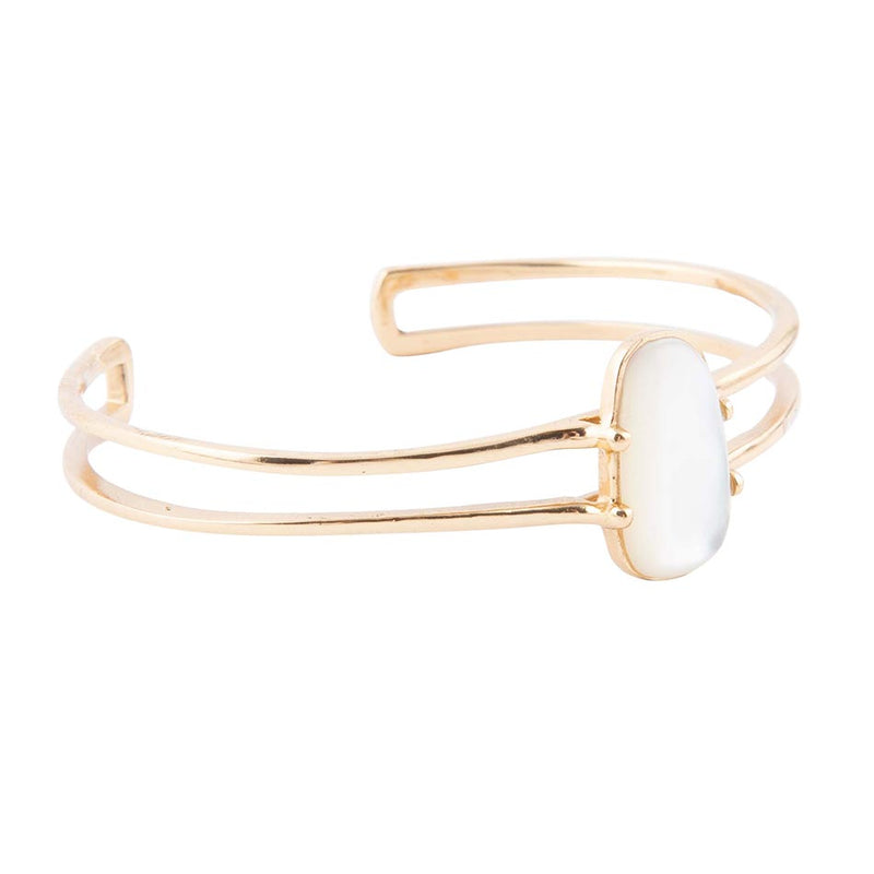 Madeline White Mother of Pearl and Golden Cuff Bracelet