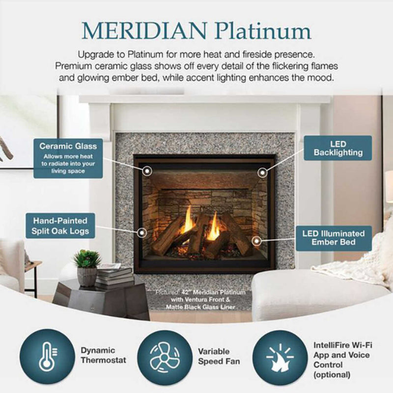Majestic Meridian 36" Platinum Natural Gas Fireplace [MER36PN] (SAK43751)