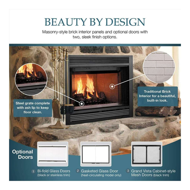Majestic Sovereign 42-Inch Black Wood Burning Fireplace [SA42R/C] (SAK59347)