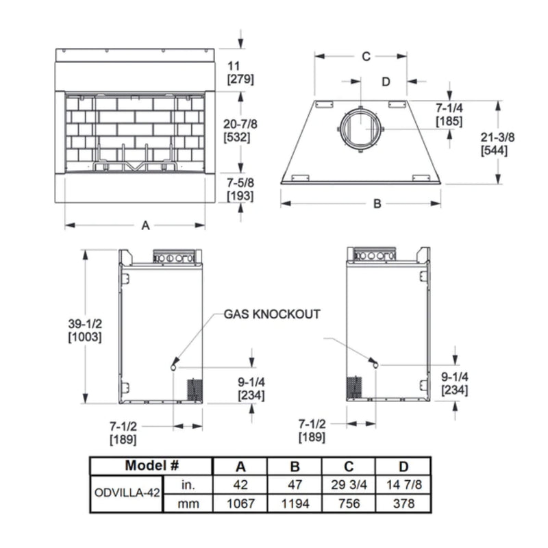 Majestic Villawood 42" Traditional Refractory Outdoor Wood Burning Fireplace [ODVILLA-42T-B] (SAK14358)