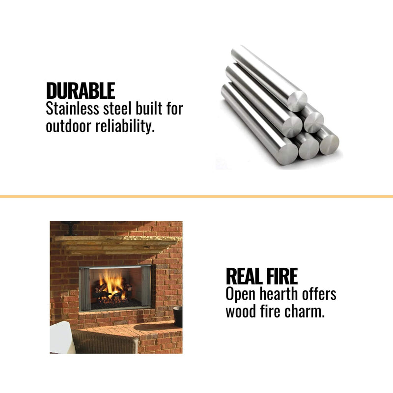 Majestic Villawood 42" Traditional Refractory Outdoor Wood Burning Fireplace [ODVILLA-42T-B] (SAK14358)