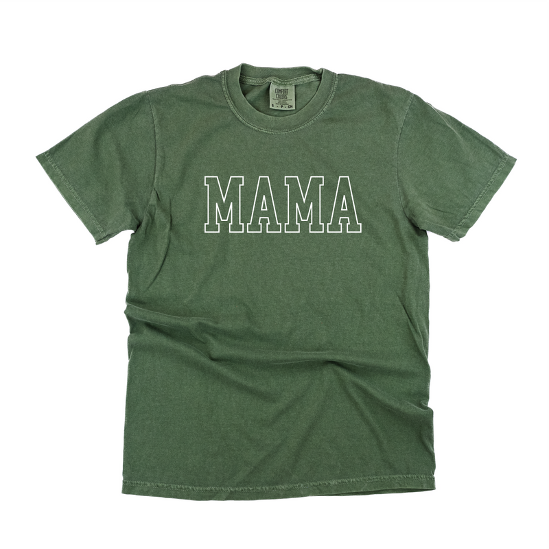 Embroidered Comfort Colors Tee - MAMA - Outline - White Thread