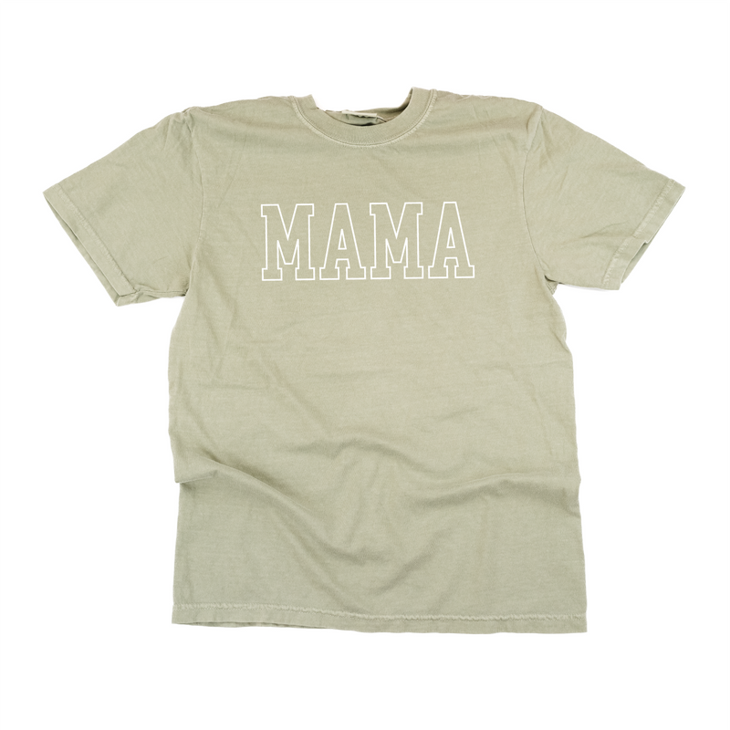 Embroidered Comfort Colors Tee - MAMA - Outline - White Thread
