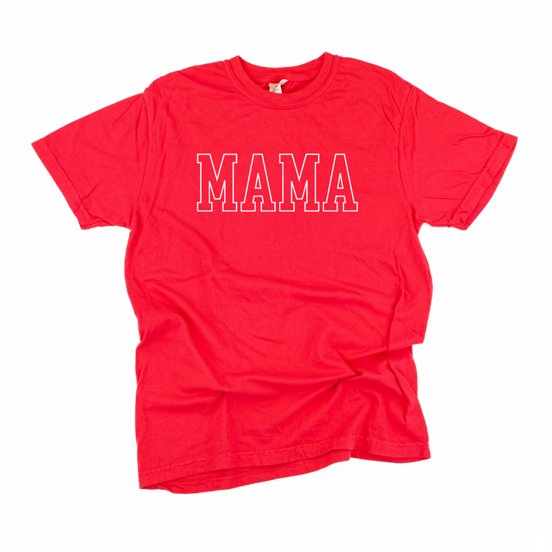 Embroidered Comfort Colors Tee - MAMA - Outline - White Thread