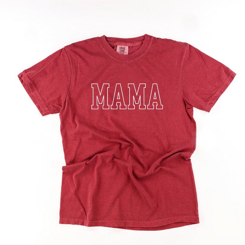 Embroidered Comfort Colors Tee - MAMA - Outline - White Thread