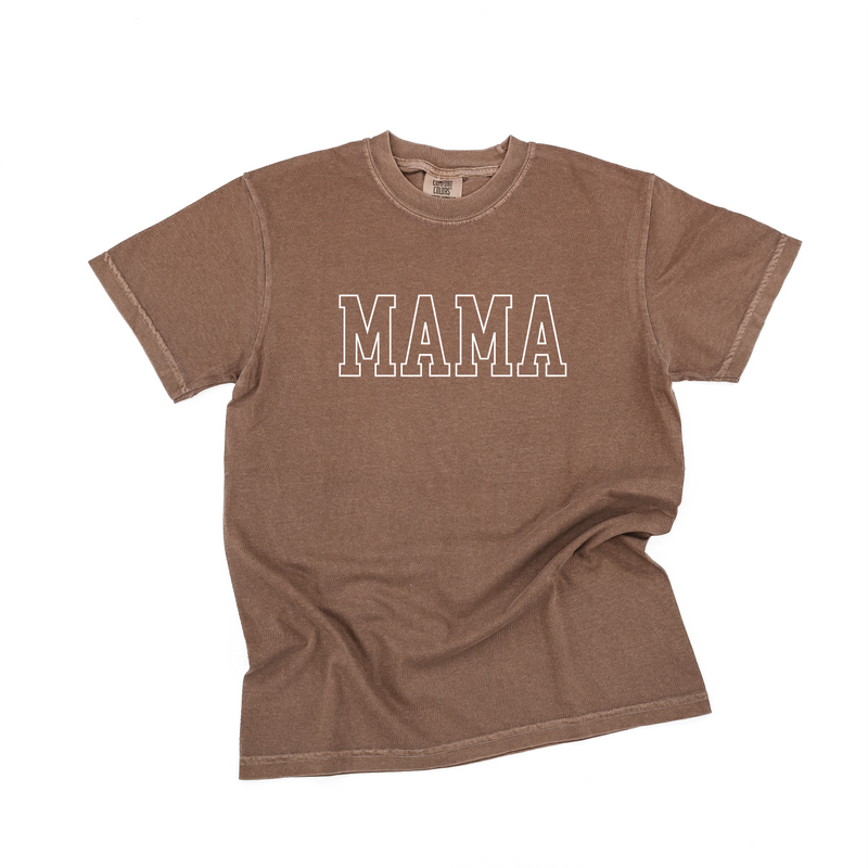 Embroidered Comfort Colors Tee - MAMA - Outline - White Thread