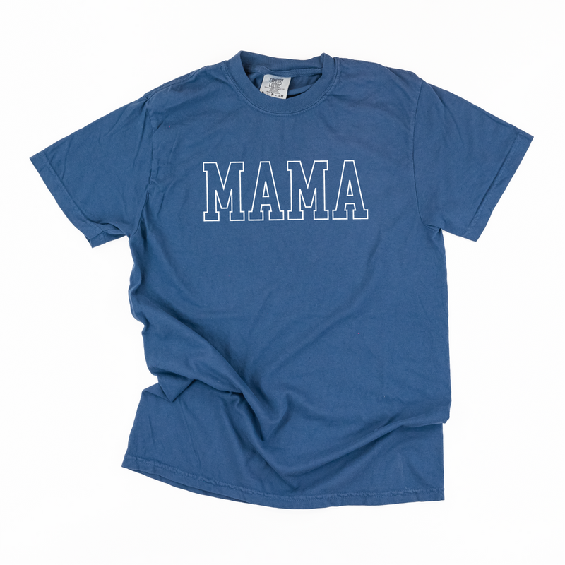 Embroidered Comfort Colors Tee - MAMA - Outline - White Thread