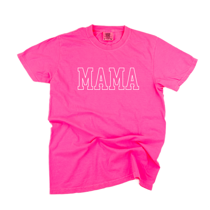 Embroidered Comfort Colors Tee - MAMA - Outline - White Thread
