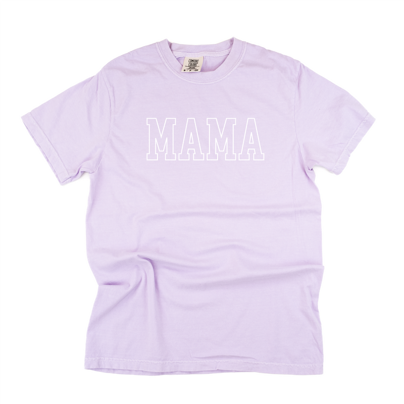 Embroidered Comfort Colors Tee - MAMA - Outline - White Thread