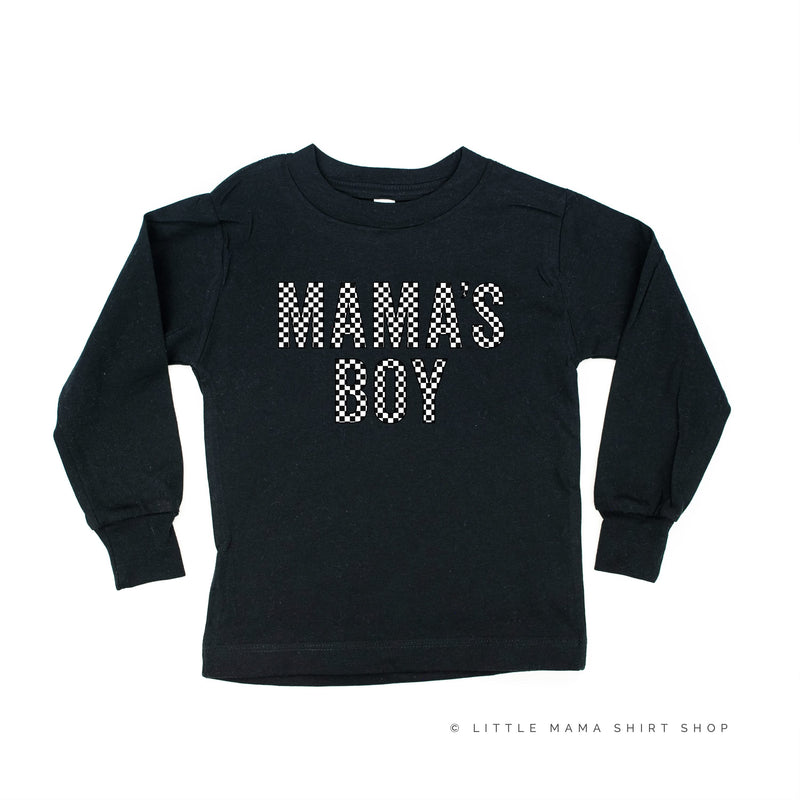 Block Font Checkers - Mama's Boy - Child Long Sleeve Tee