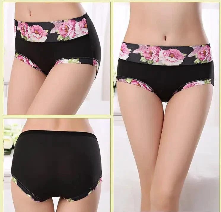 5Pcs Print Panties Women's Underwear Cute Cotton Panties Plus Size Briefs Girl Ladies Lingeries Panty Sexy Underpants For  Women