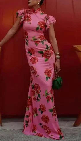 Floral Elegance Puff Sleeve Dress