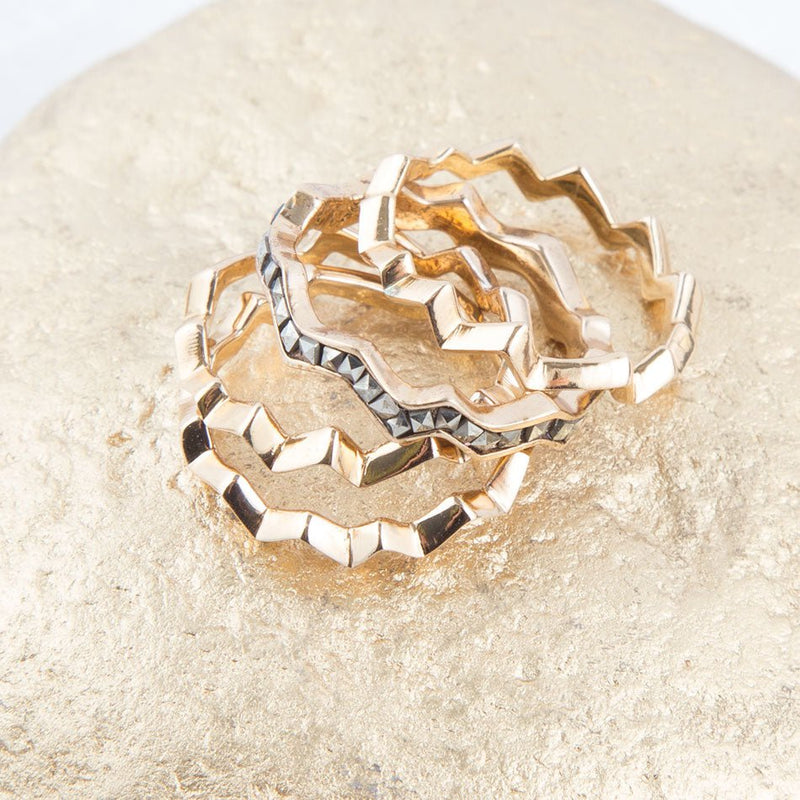 Marcasite and Bronze Stack Ring Set