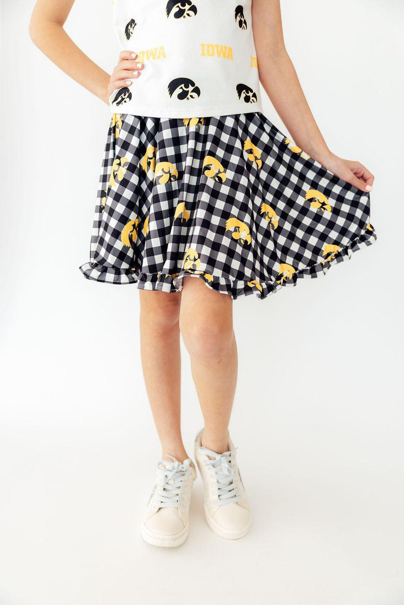 Iowa Plaid Tigerhawk Twirl Skort