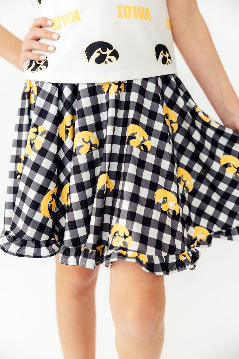 Iowa Plaid Tigerhawk Twirl Skort