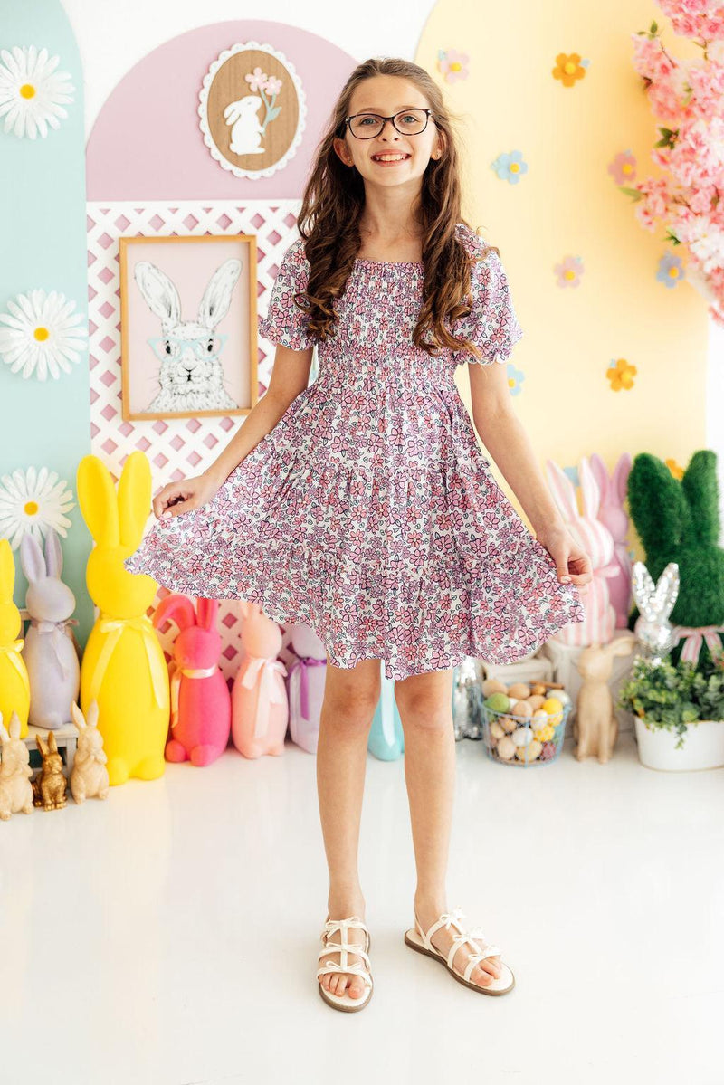 Lovely Lavender Smocked Ruffle Dress
