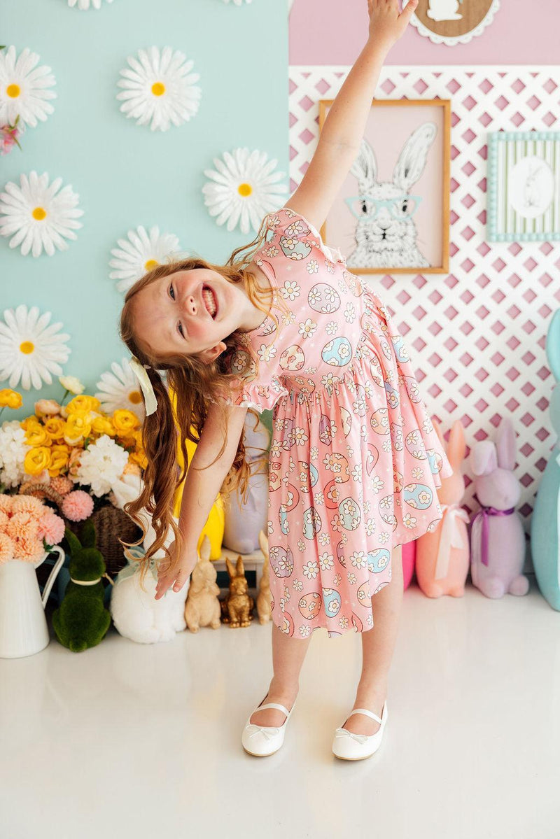 Easter Egg Hunt Flutter Sleeve Twirl Dress