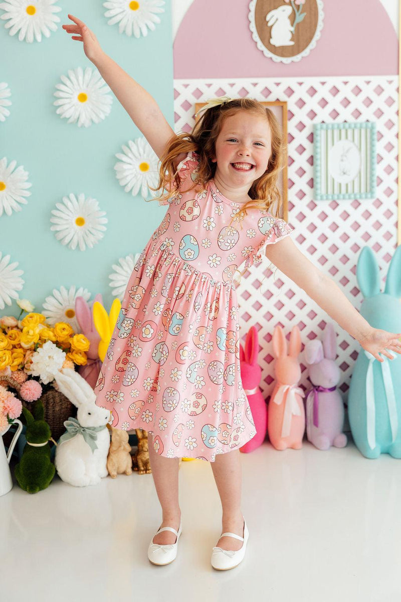 Easter Egg Hunt Flutter Sleeve Twirl Dress