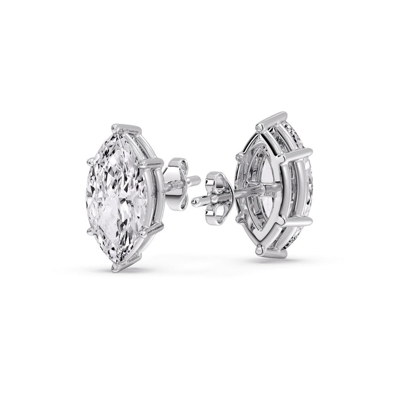 6 Prong Marquise Diamonds Solitaire Stud Earring in Basket Setting
