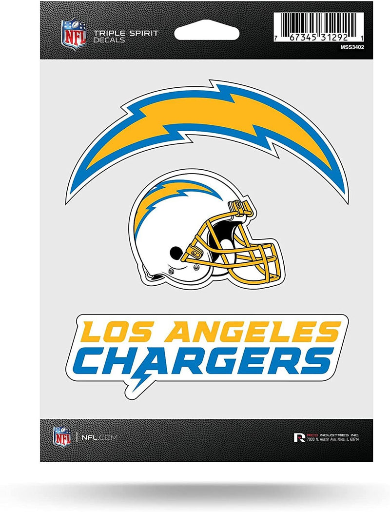 Los Angeles Chargers Die Cut 3-Piece Triple Spirit Sticker Sheet