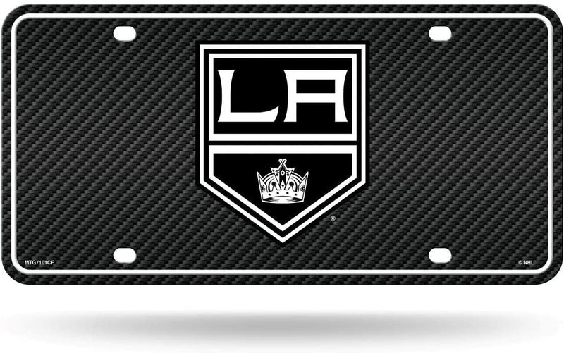 Los Angeles Kings Metal Auto Tag License Plate, Carbon Fiber Design, 6x12 Inch