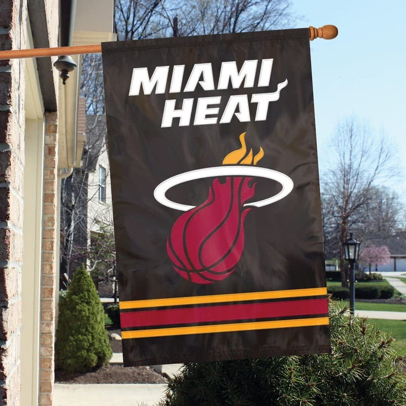 Miami Heat House Banner Flag Applique Embroidered Double Sided 44 x 28