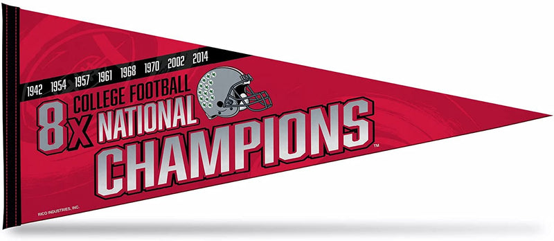 Ohio State University Buckeyes 8-Time Champions Soft Felt Pennant, 12x30 Inch, Easy To Hang
