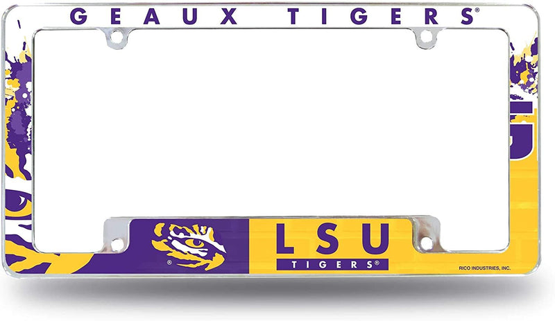 Louisiana State Tigers LSU Metal License Plate Frame Tag Cover All Over Design University