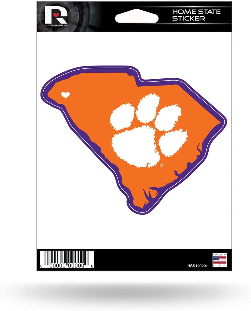 Clemson University Tigers 5 Inch Sticker Decal, Home State Design, Flat Vinyl, Full Adhesive Backing